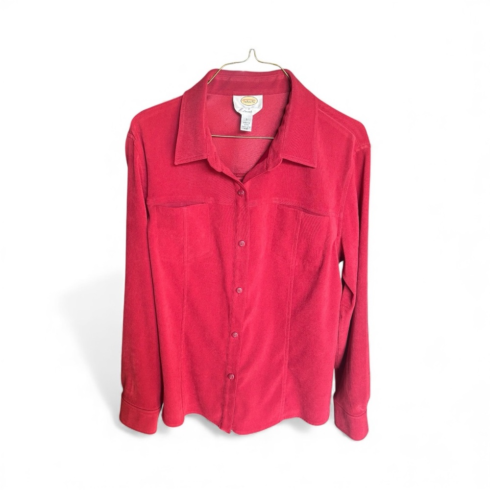 Talbots Vintage Stretch Long Sleeve Red Blouse, Size L